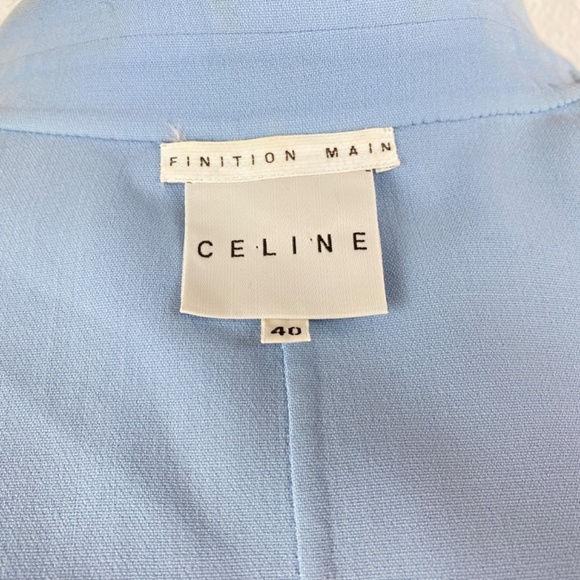 Celine Lite Blue Wool 2-Piece Suit Set Blazer Size 40 France USA 8 Lightweight - Picture 8 of 11